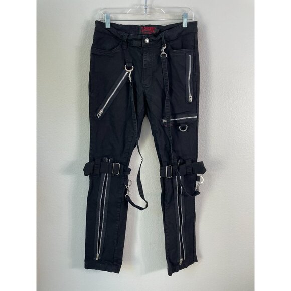 Tripp NYC Bondage Zipper Pants Black Unisex 32 Goth Grunge Rave Punk Rock Emo - Picture 1 of 13